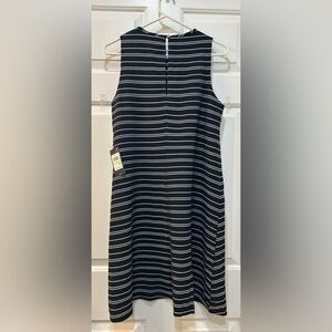 TOMMY HILFIGER Navy Dress Textured Keyhole Back Button Closure Striped Size 4